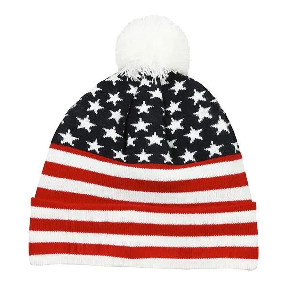 Americana Watch Cap W/Pom Thumbnail