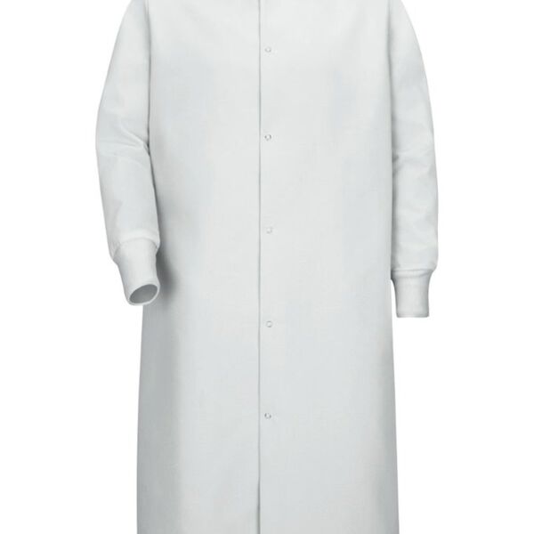 Unisex Gripper-Front Pocketless Butcher Coat With Knit Cuffs Thumbnail