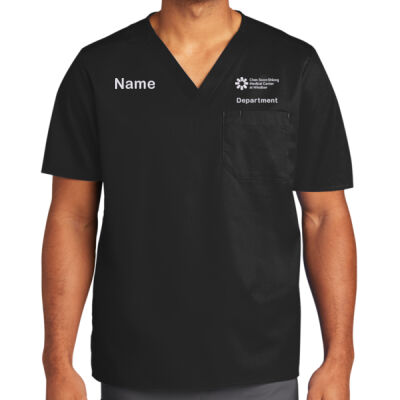 EMB_P - Unisex WorkFlex  Chest Pocket V Neck Top Thumbnail